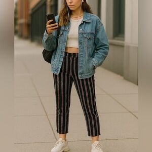Hollister Vertical Striped Pants Grunge Off Black